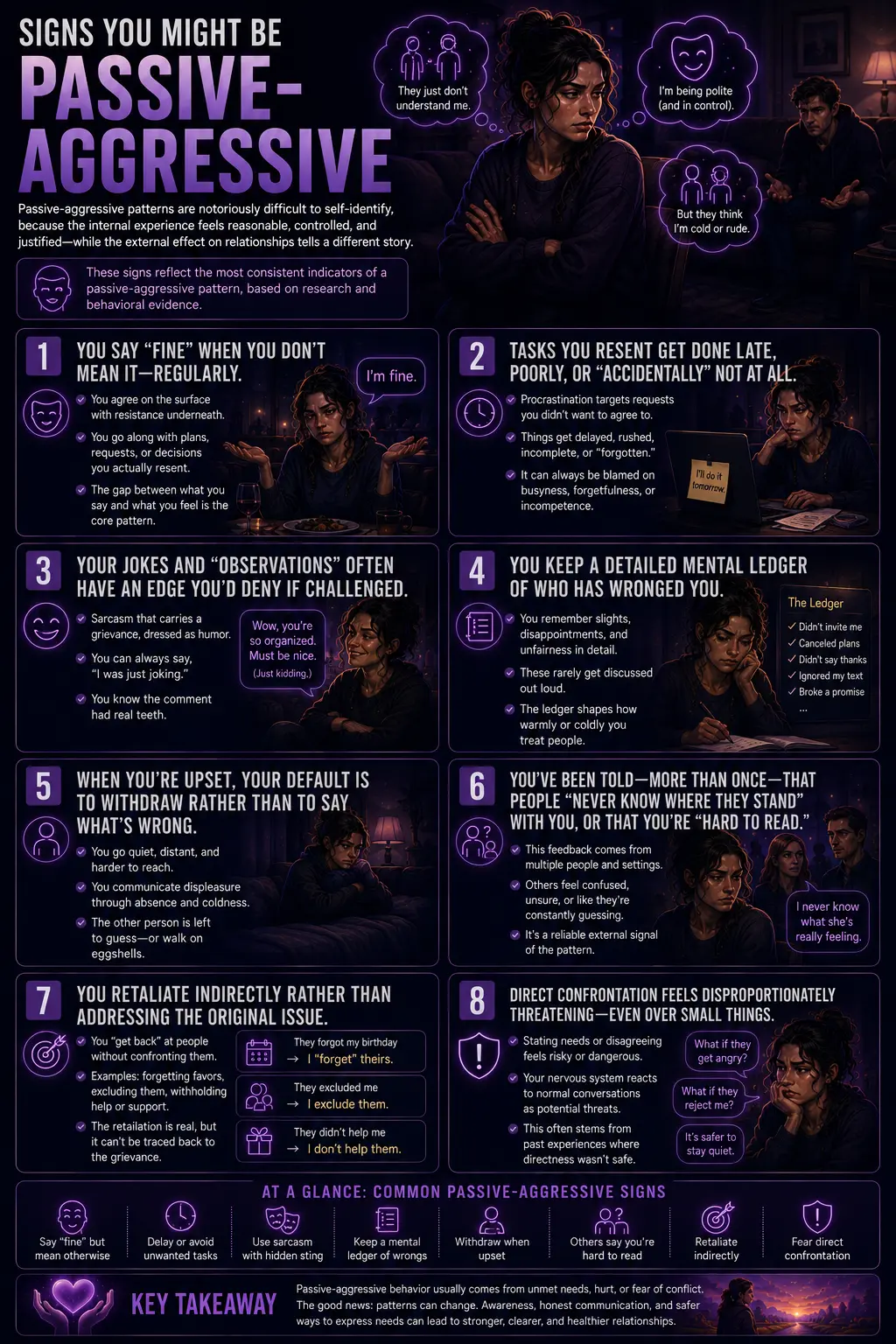 Infographic about signs someone might be passive aggressive
