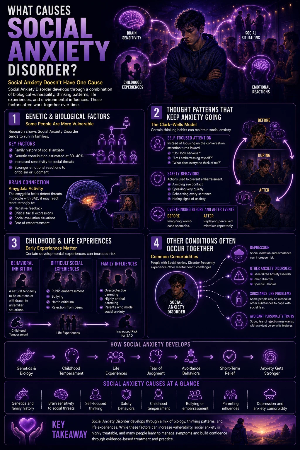 An infographic about detailed infographic on what causes social anxiety disorder