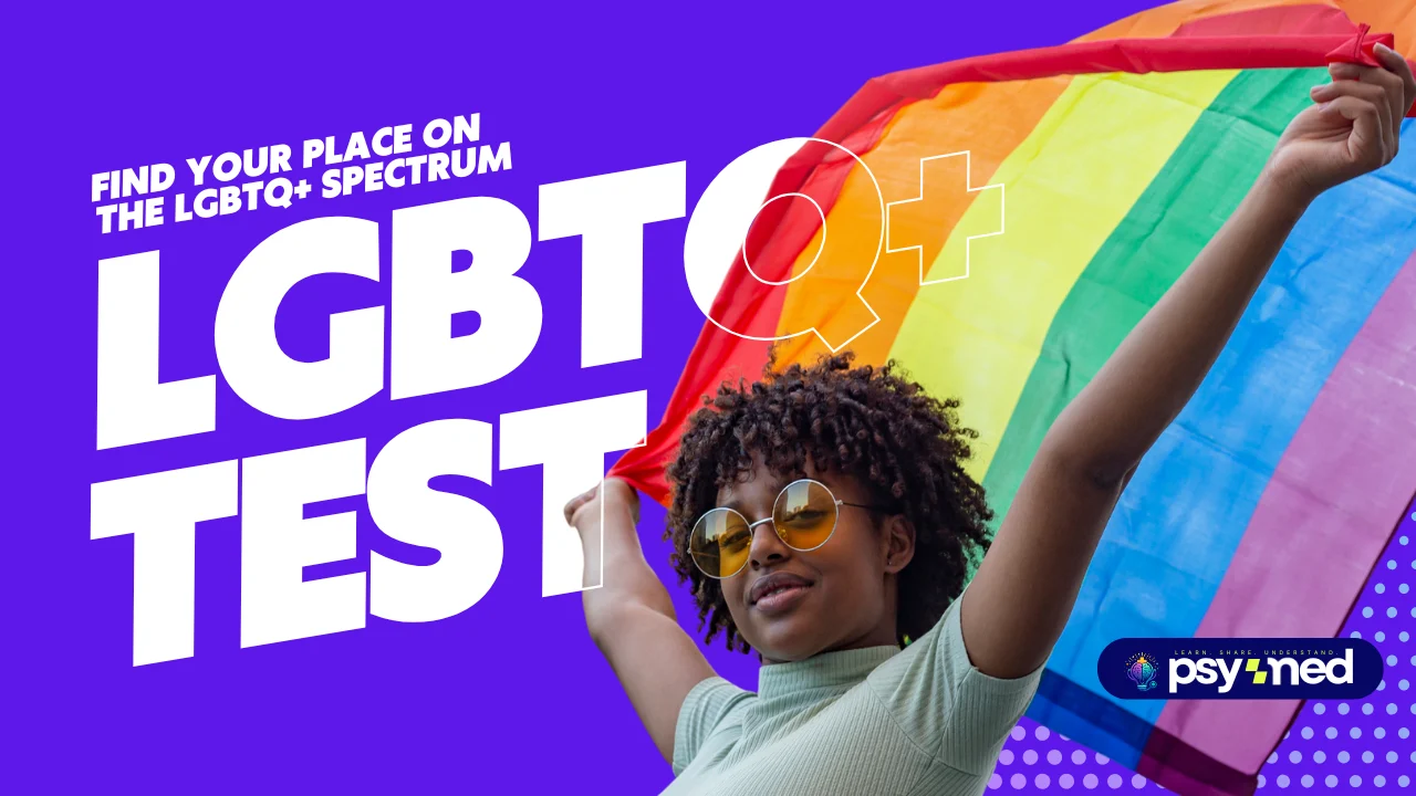 Woman holding a rainbow Pride flag — Free LGBTQ+ Test to explore sexual orientation and gender identity on the spectrum