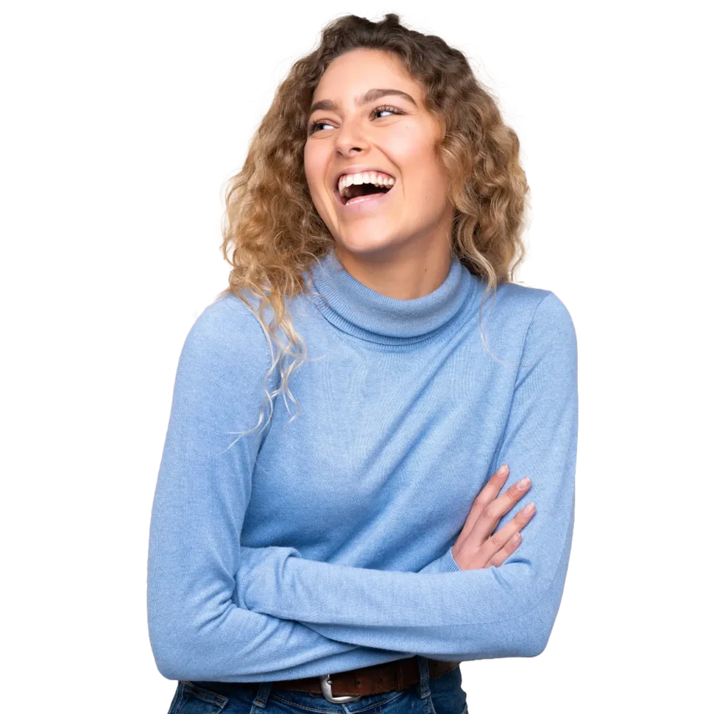 woman smiling showing her bright personality
