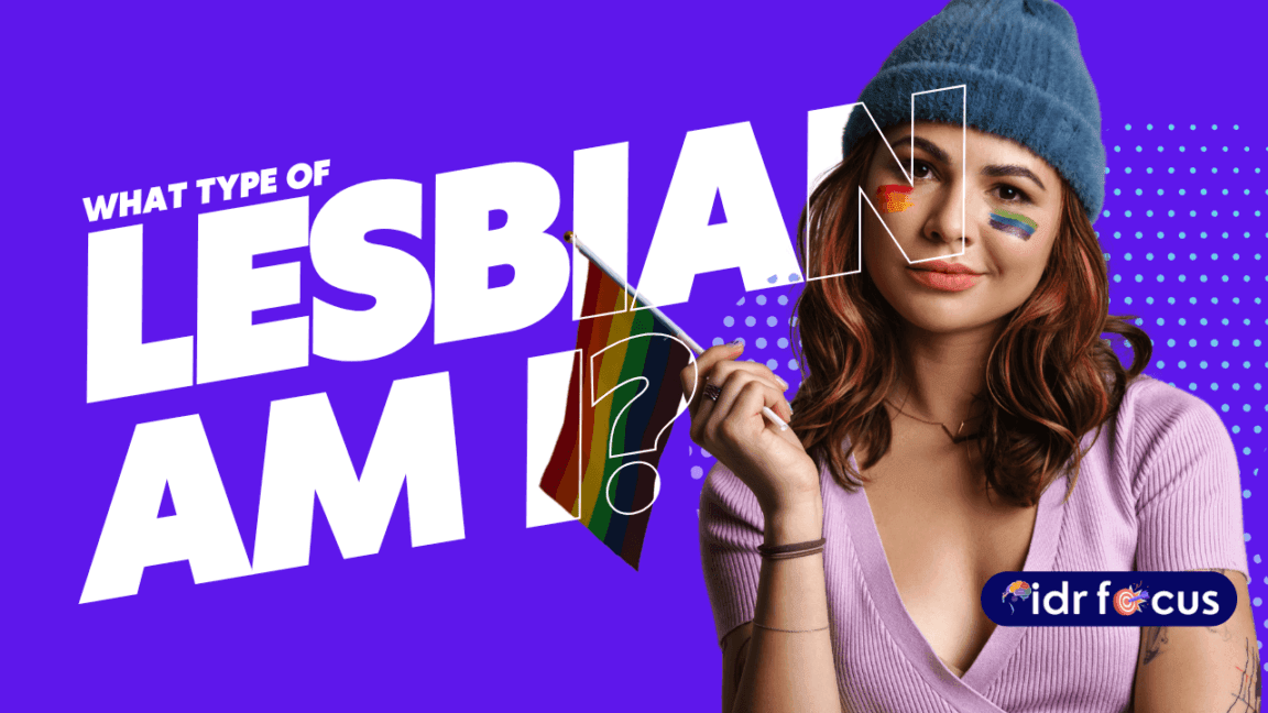 Illustration of diverse women with various LGBTQ+ pride symbols exploring different identities in a What Type of Lesbian Am I quiz.