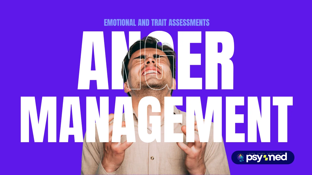 An angry man being angry with the word Free Anger Management Test