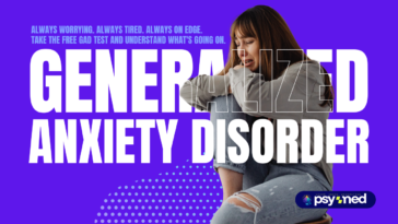 woman experiencing anxiety with font at front stating Free Generalized Anxiety Disorder Test