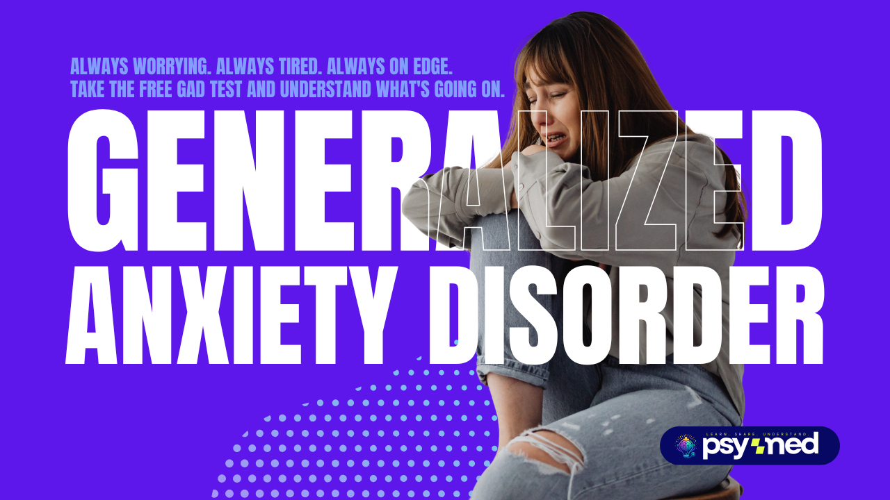 woman experiencing anxiety with font at front stating Free Generalized Anxiety Disorder Test