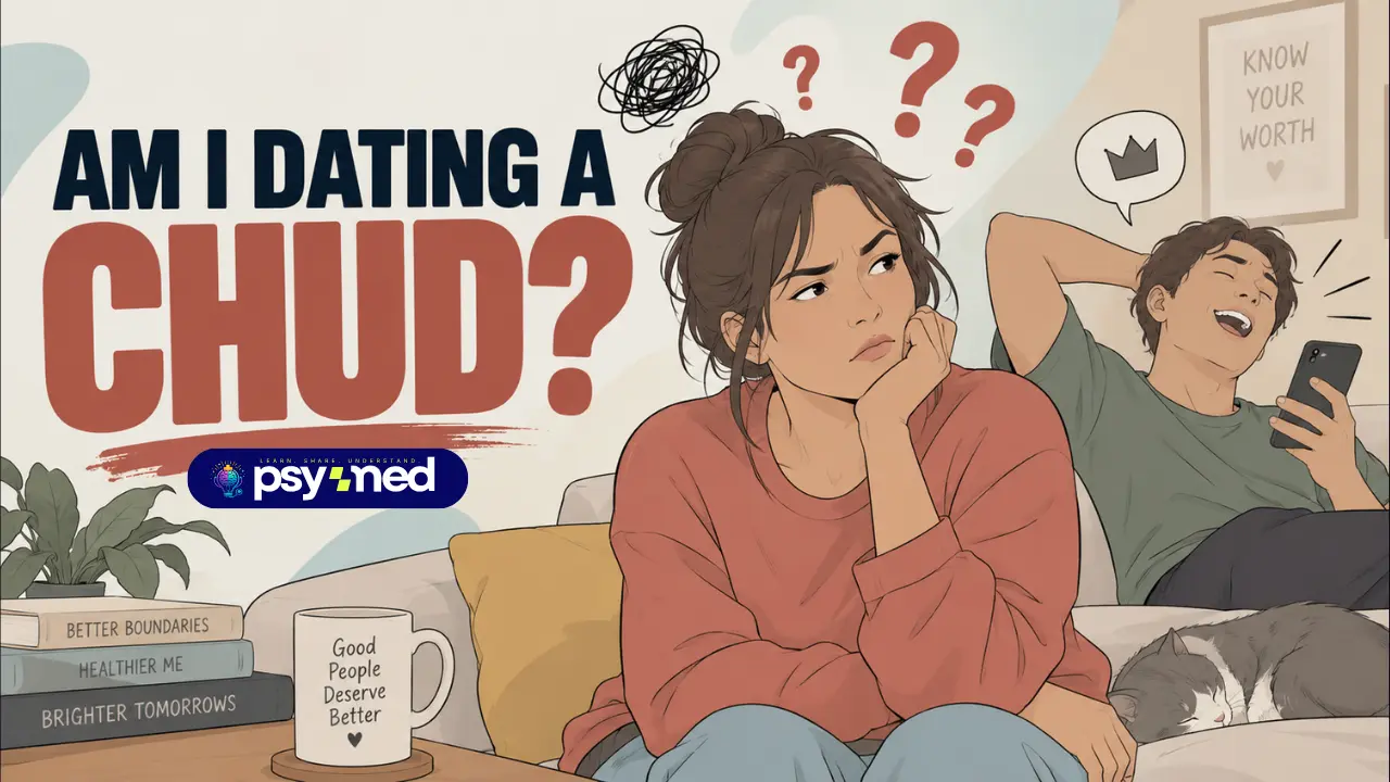 Am I Dating a Chud? - Infographic showing signs of dating the wrong person, including disrespect, one-sided effort, incompatibility, emotional distance, and trust issues